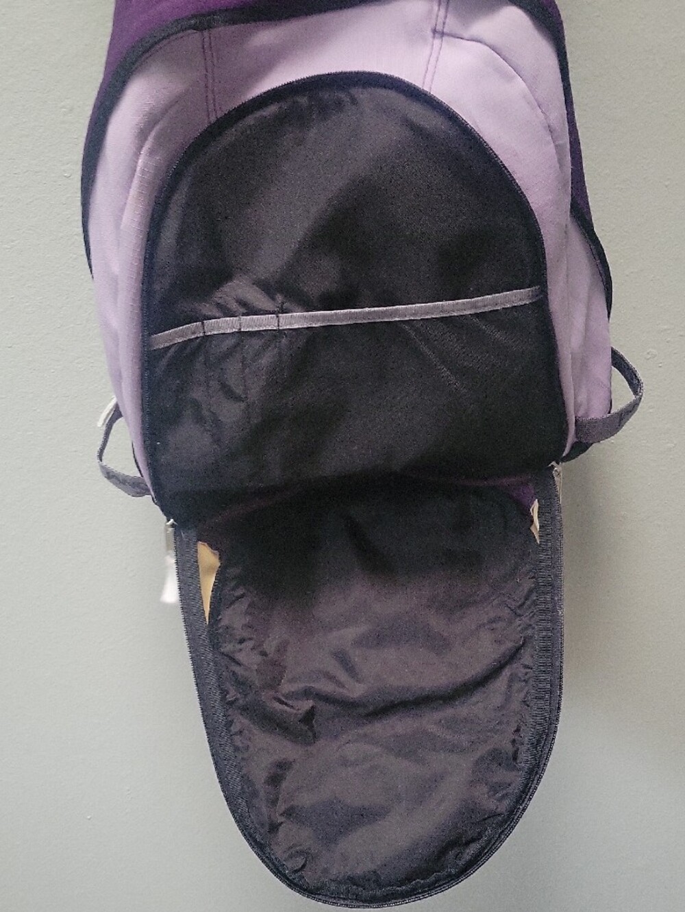 Jansport Two-Tone Purple Backpack with Light Lavender Panels - Picture 2 of 6